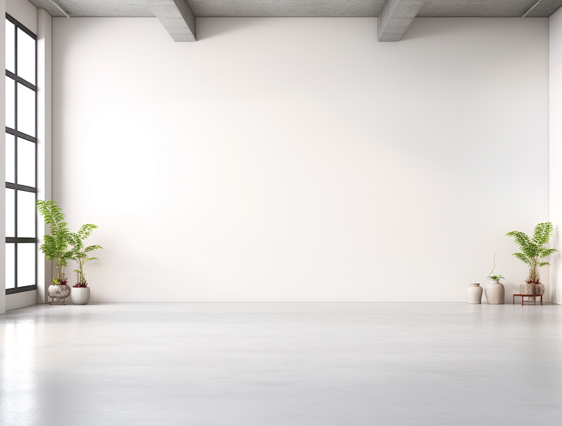 background with simple white walls plant